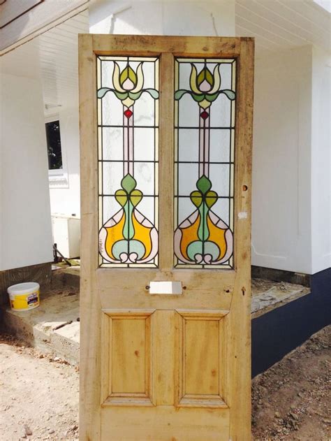 If overlaid with wrought iron, it can create more privacy while. LARGE VICTORIAN STAINED GLASS FRONT DOOR BIG OLD WOOD ...