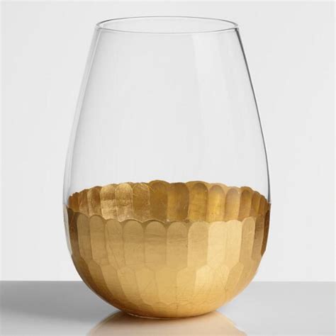 Gold Stemless Wine Glasses Set Of 4 V1 Wine Glass Glassware Stemless Wine Glass