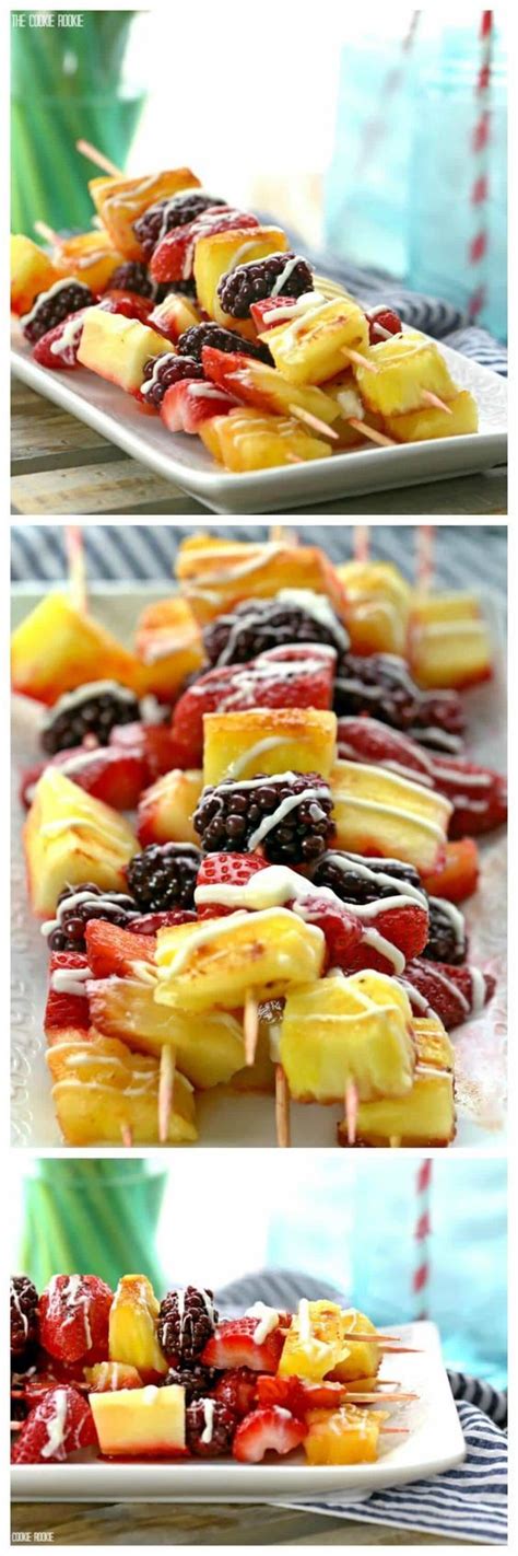 Grilled Fruit Kebabs With White Chocolate Drizzle Love These Healthy