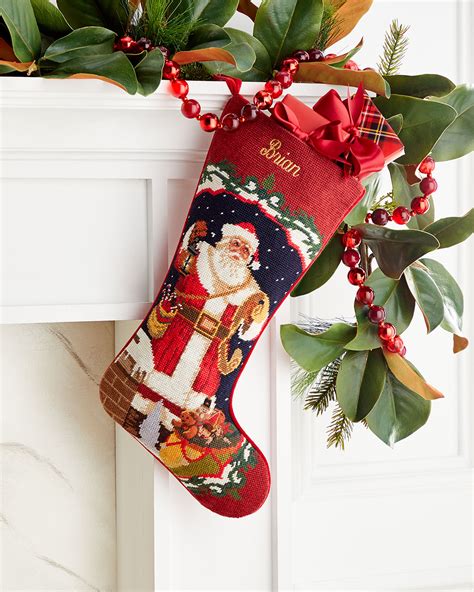 sferra needlepoint santa stocking personalized neiman marcus