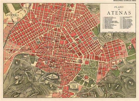 Old Map Of Athens Fine Archival Reproduction On Paper Or Etsy Old