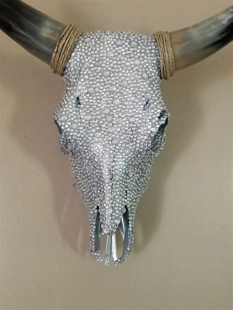 Rhinestone Cow Skull With Horns Cow Skull Skull With Horns Cow