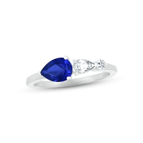 Blue And White Lab Created Sapphire Ring Sterling Silver Kay