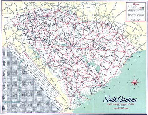 South Carolina Roads And Highways Sc Road Map 1956