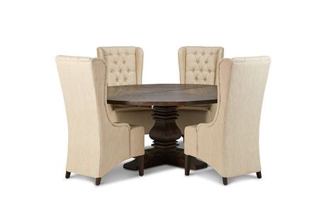Hadlow Mid Tone 72 Round Table And 4 Upholstered Chairs 0