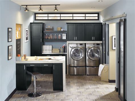 Cabinetry is made from mdf, painted with gloss white 2pac, and. Kitchen Craft Lexington Black Cabinets - Traditional - Laundry Room - Other - by MasterBrand ...