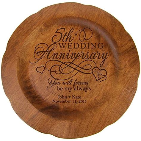 But whichever route you take, finding the most ideal 5 year the traditional symbol is wood, and when you try to think of 5th wedding anniversary gifts for her not much is forthcoming. Personalized 5th Wedding Anniversary Gift Plate Fifth year ...