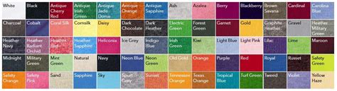 Stationery Gildan Color Swatch G 180 Color Guide Gildan 18000 Color