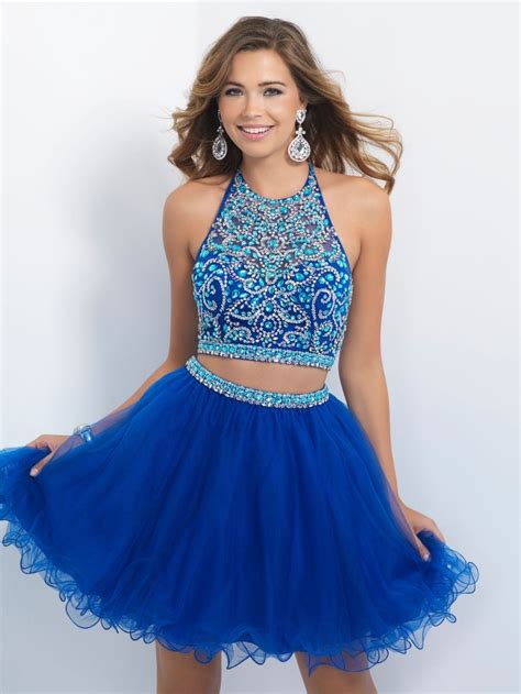 Brialaffair Royal Blue Starry Tulle Short Prom Dresses With Puffy
