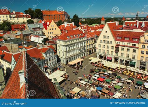 Town Hall Square In Old Town Of Tallinn Estonia Editorial Photography