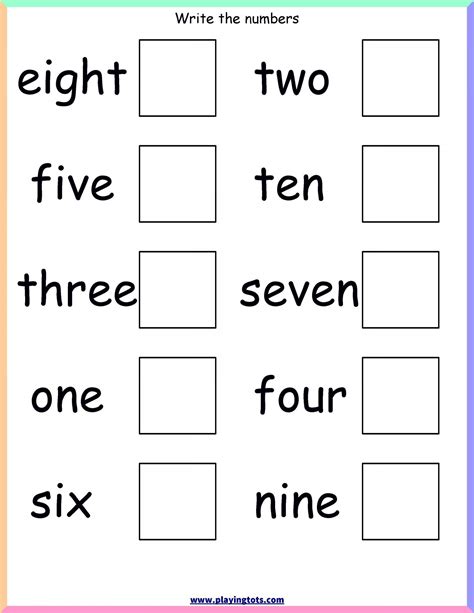 Number Word Worksheets For Kindergarten English Worksheets For