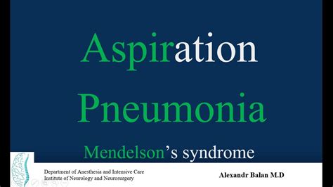 Aspiration Pneumonia Youtube