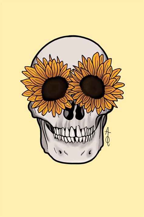 Sunflower Skull | Skull art, Skull painting, Skull wallpaper Iphone aesthetic pastel homescreen collage wallpaper.