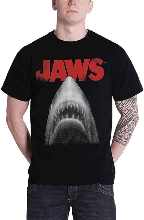 Officially Licensed Merchandise Jaws Poster T Shirt Black Amazones