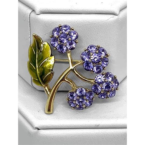 Monet 1960s Purple Rhinestones Flowers Brooch Pin Etsy