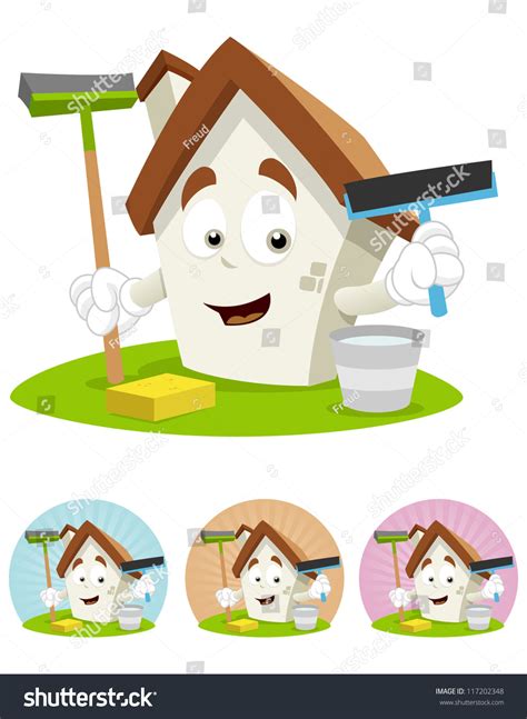 Maybe you would like to learn more about one of these? House Cartoon Character Illustration Cleaning Tools Stock ...