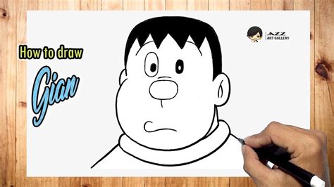 How To Draw Gian From Doraemon Youtube