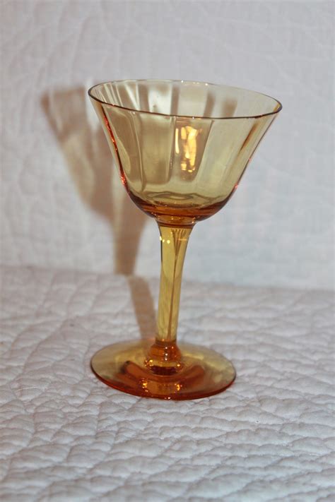 B8 Amber Ribbed Cordial Glass Stemmed Etsy