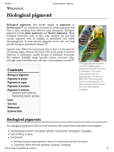 Biological Pigment - Wikipedia | PDF | Chemistry | Biology