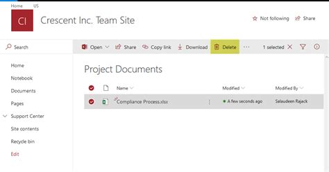 Sharepoint Online How To Delete A File From Document Library Using