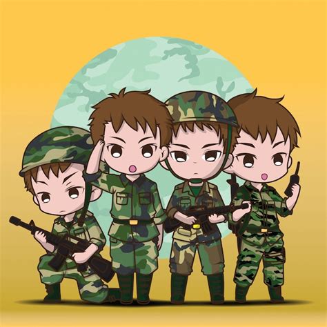 Desenhos Animados Ajustados Do Menino Bonito Do Soldado Do Exército