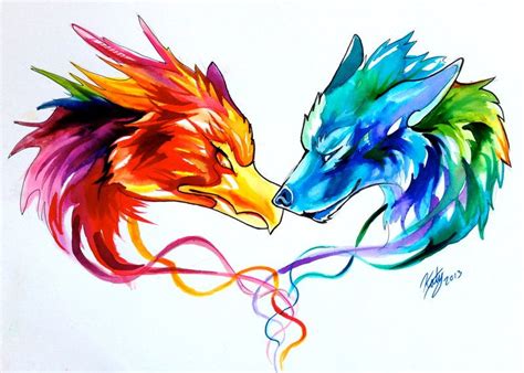 Fire And Ice Tattoo By Lucky978 On Deviantart Design Rainbow Color