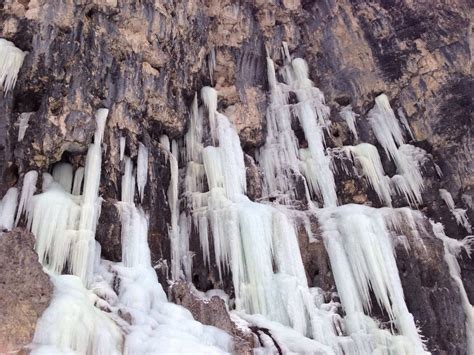 Frozen Waterfall In The Hidden Valley Dolomites Italy Skiing