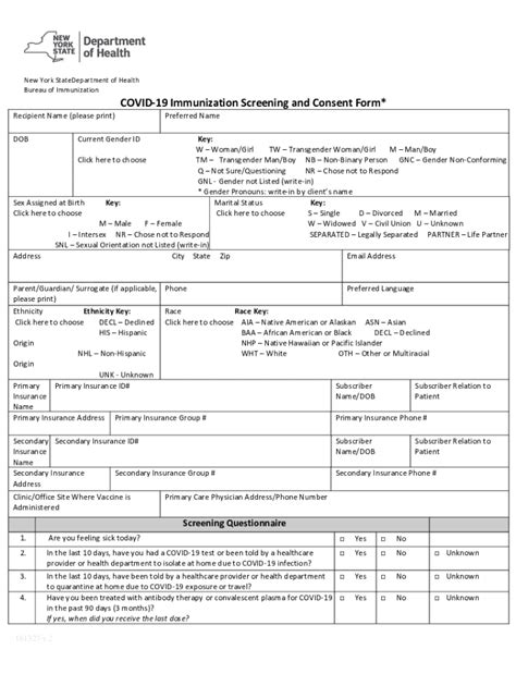 Covid Immunization Screening And Consent Form Fill Out Sign Online DocHub