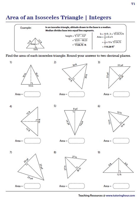 Area Of An Isosceles Triangle Worksheets Triangle Worksheet Geometry