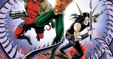 Marcelo Baez Draws Hellboy Aqua Man And Poison Elves Finished Piece