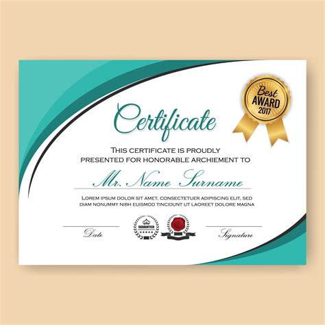 Modern Verified Certificate Background Template With Turquoise C 216573
