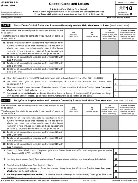 President donald trump's name is seen on a stimulus check issued by the irs. IRS Form 1040 Schedule D Fillable | 1040 Form Printable