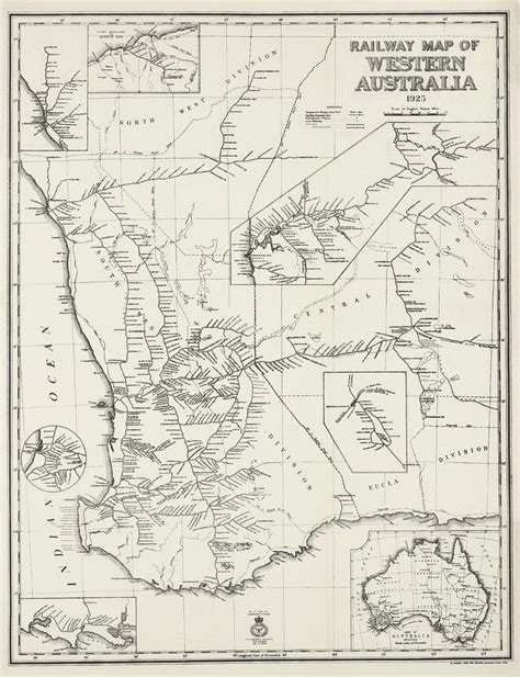 Railway Map Of Western Australia 1925 Antique Print Map Room
