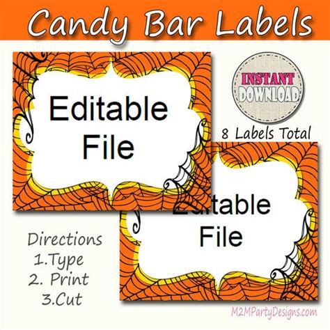 Printable Halloween Labels Use At Candy Bar Or By M2mpartydesigns