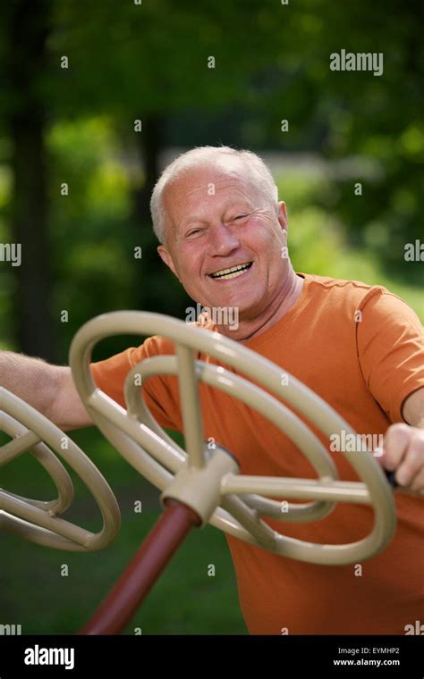 Older Person Female Sport Outdoor Gym Training Tool Stock Photo