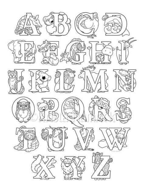 Animal Alphabet Coloring Page 85x11 Alphabet Coloring