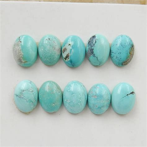 10 Pcs Natural Oval Turquoise Gemstone Cabochons H7371
