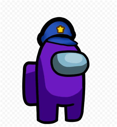 Hd Among Us Crewmate Purple Character With Police Hat Png Citypng