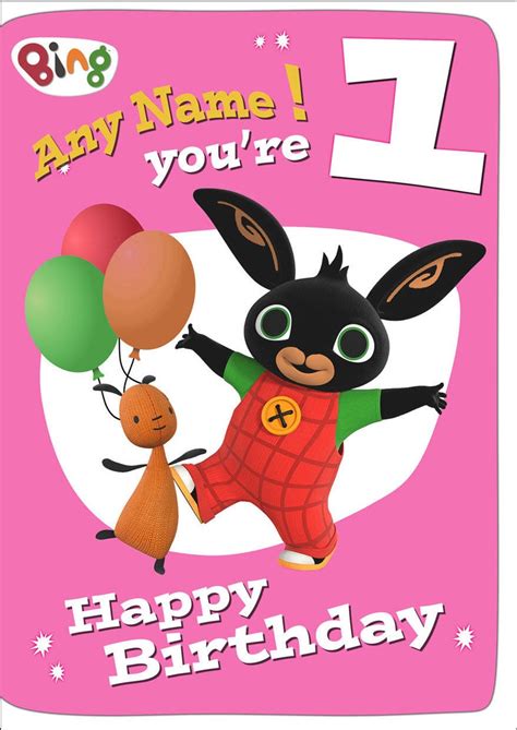 Bing Bunny Personalised Greeting Birthday Card Free