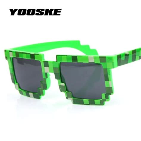 Yooske Vintage Minecraft Glasses 8 Bit Pixel Women Men Sunglasses Female Male Mosaic Sun Glasses