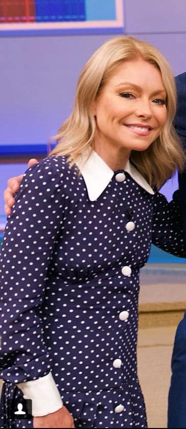Who Made Kelly Ripas Blue Polka Dot White Collar And Pearl Button