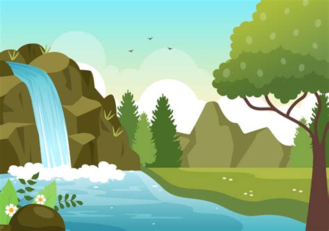 Premium Waterfall Illustration Pack From Nature Illustrations