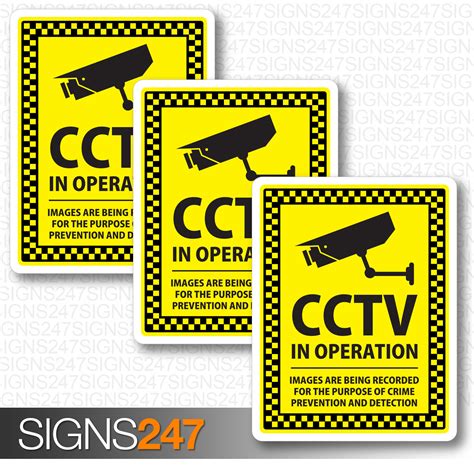 3 Cctv Stickers Camera Sticker Warning Sign Decals Cctv In Operation 77
