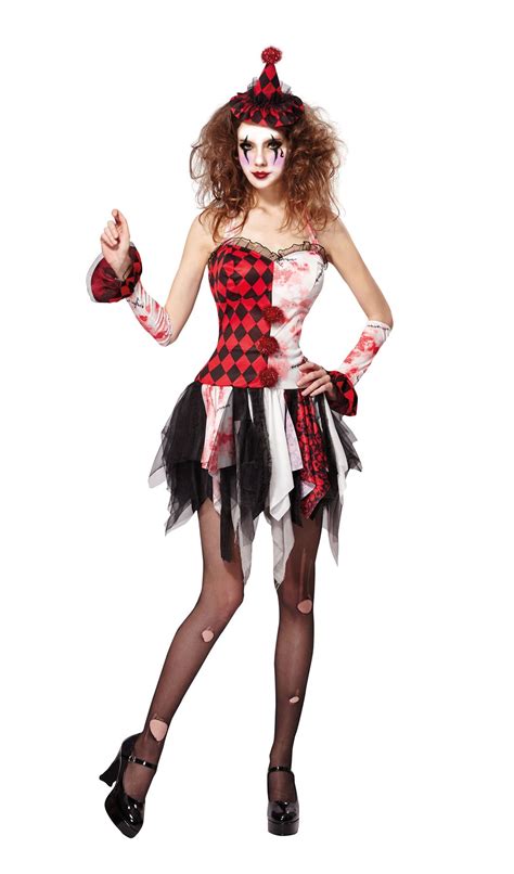 Jester Lady Scary Womens Halloweenclown Fancy Dress Ebay