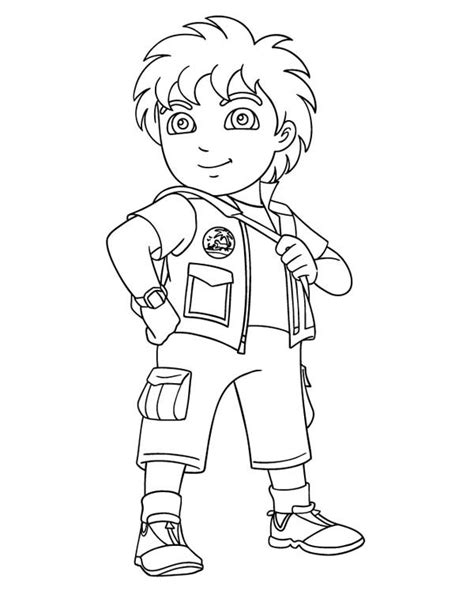 8 Years Old Latino Boy In Go Diego Go Coloring Page Netart