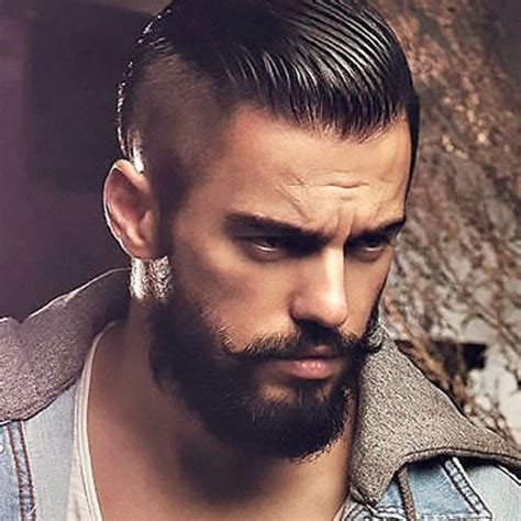 Undercut With Slick Back And Beard Hairstyles And Haircuts For Boys And