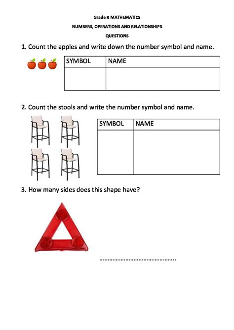 Grade R Mathematics Numbers Operations And Relationships Questions