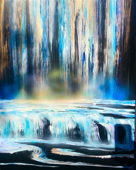 Light Falls Glow In The Dark Painting Glowing Art Waterfall