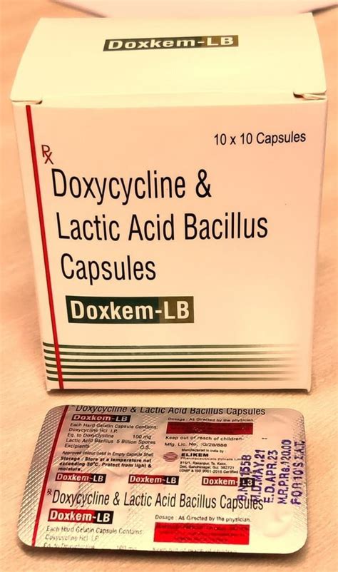 Doxkem Lb 100mg Doxycycline And Lactic Acid Bacillus Capsules At Rs 120
