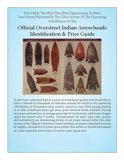 Arrowhead Price Guide Free The Official Overstreet Indian Arrowheads